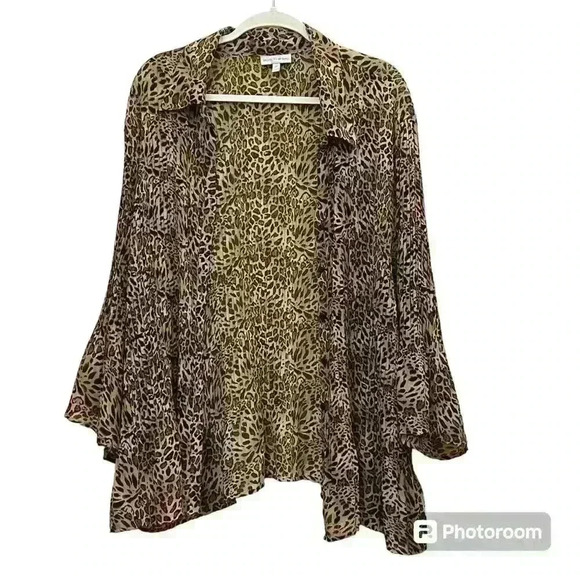3X Cardigan Leopard-Printed Shirt - Picture 1 of 4